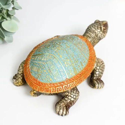 Фигурка черепаха сухопутная узоры на цветном панцире 10,5*5,5см 9369437